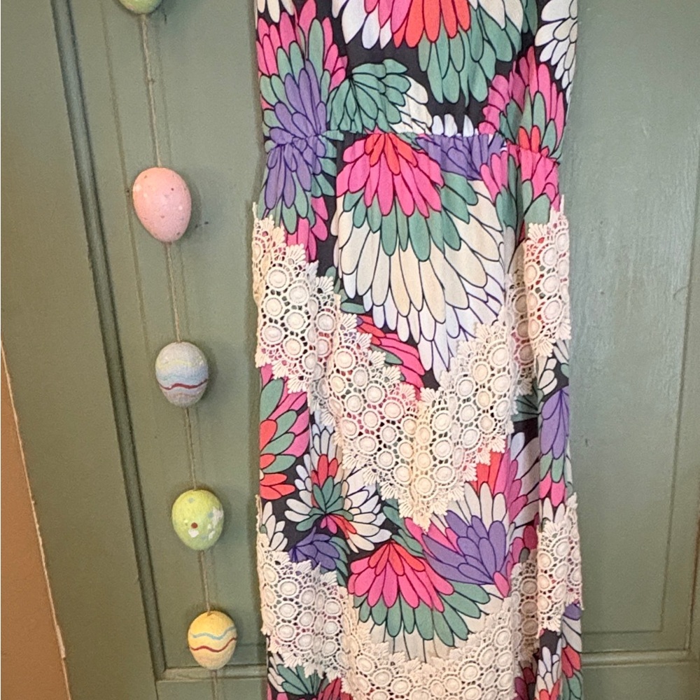 Floral Maxi Dress with Lace Accents